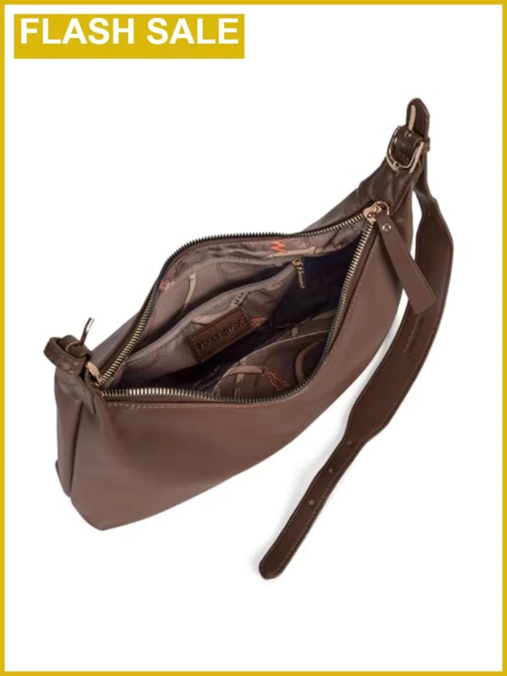 Crescent Hobo Shoulder Bag Vegan Leather Medium Adjustable Strap